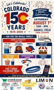 Colorado 150th birthday celebration at Gaskill Field in Limon on August 1, 2026